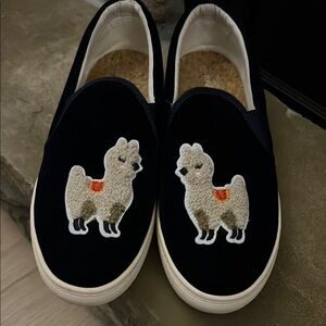 Soludos Navy Llama Embroidered Slip-On Sneakers